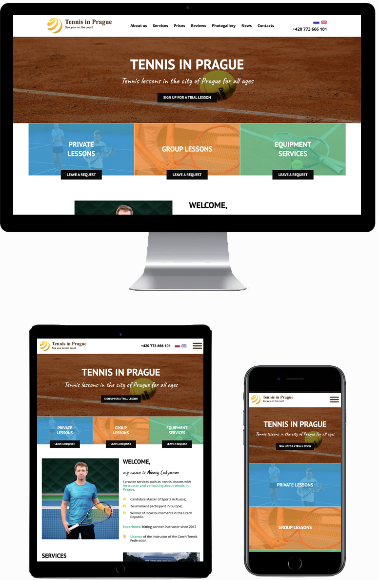 Broschüren-Website für einen Tennistrainer