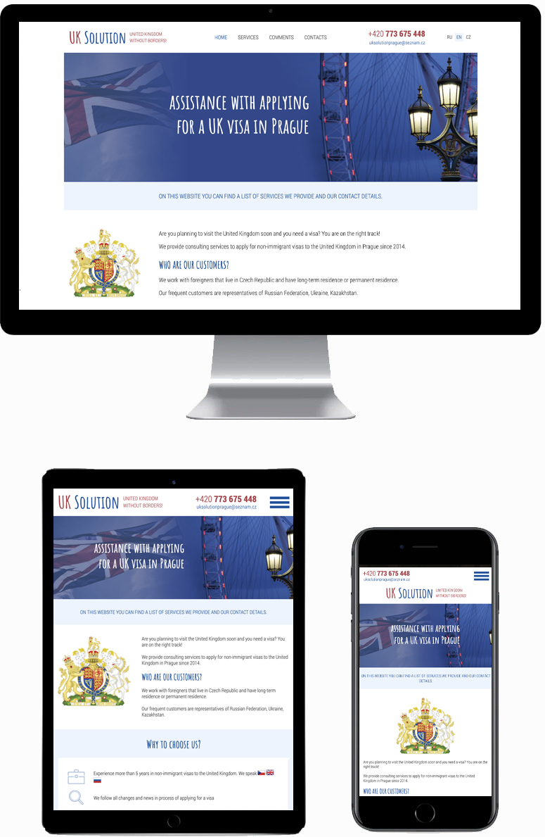 Landing Page für eine Visumagentur